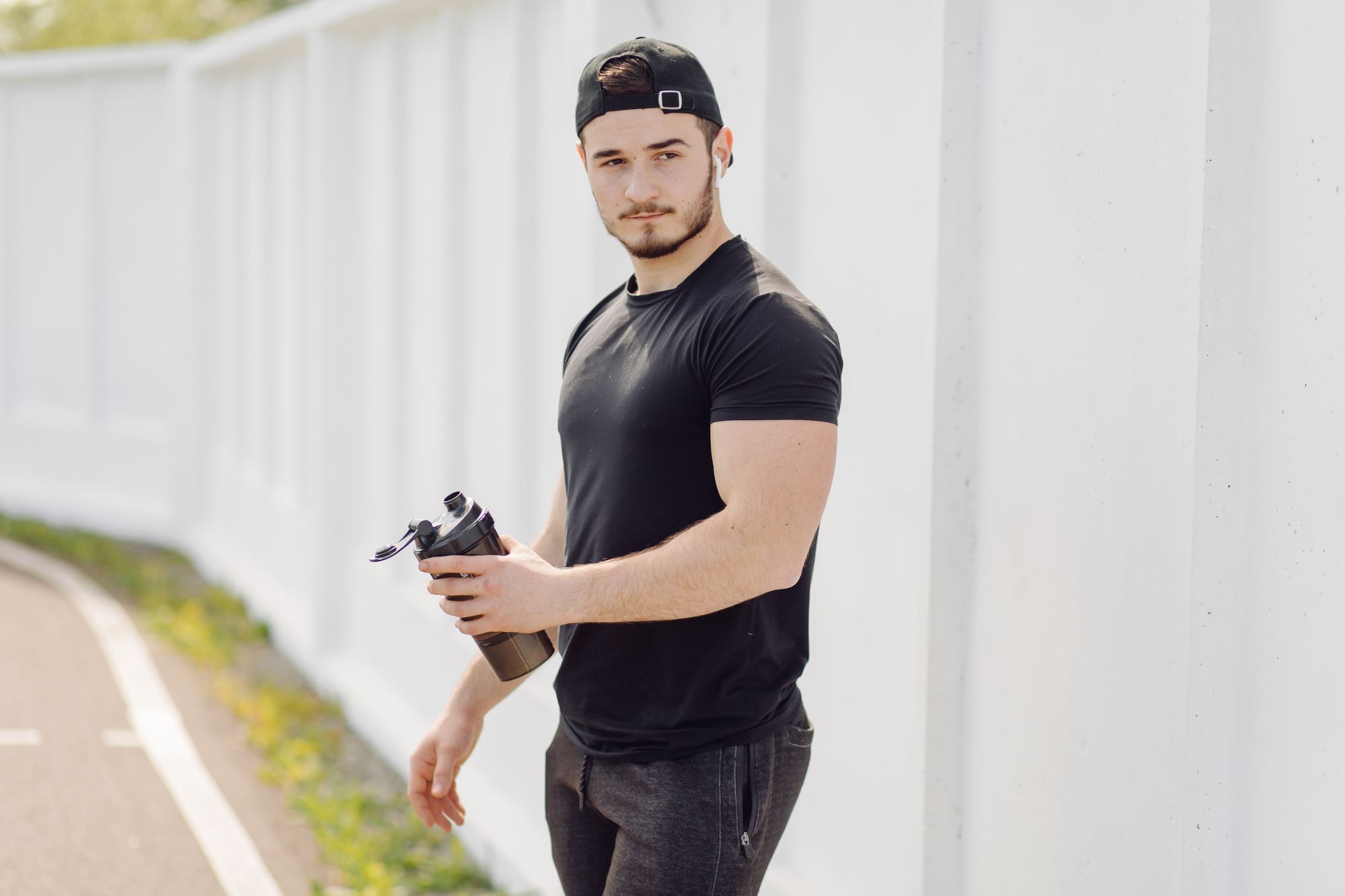 Active man in his fifties stretching outdoors